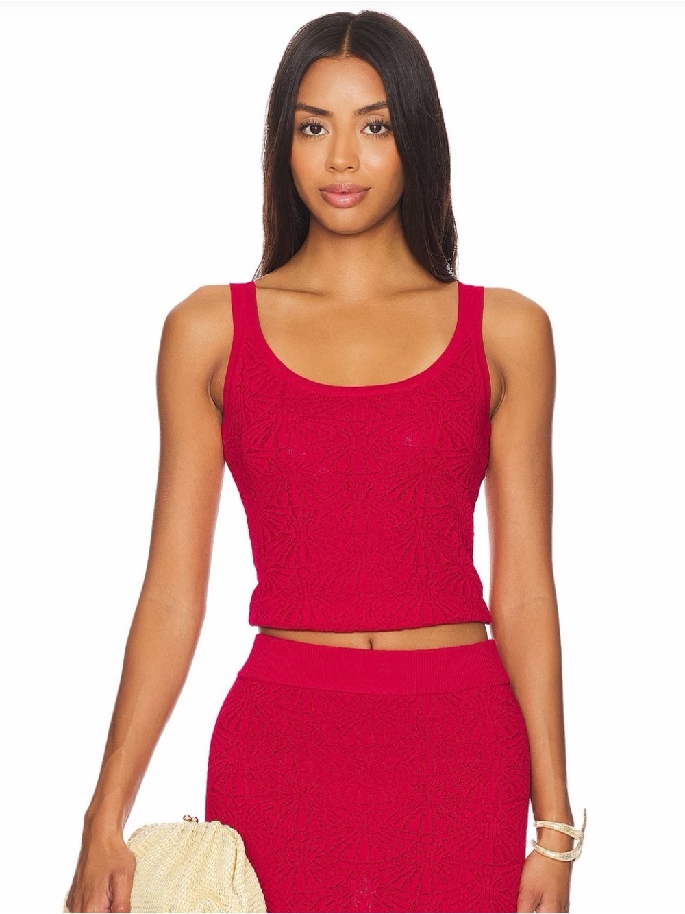 Revolve x SNDYS Josefina Red Knit Tank Top
